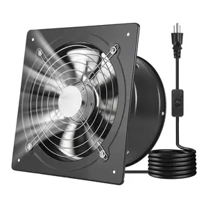VEVOR 10 Inch Exhaust Fan, 988 CFM High Velocity Wall Mount Vent Fan with On/Off Control, Low Consumption, Portable Ventilation Extractor for Attic,Garage,Basement,Workshop,Kitchen, Chicken Coop,Black