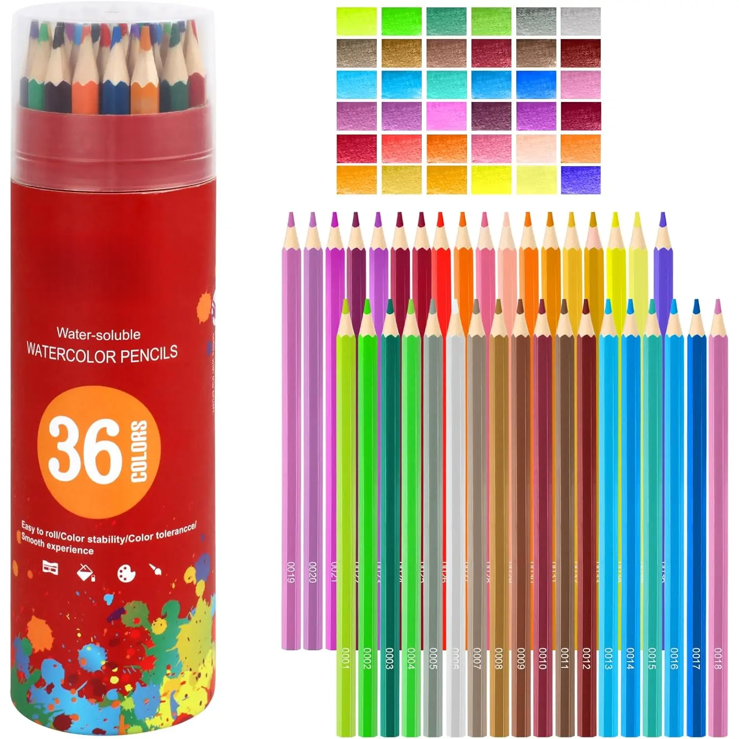 36-Color Watercolor Pencils, Water Color Pencils Set, Artist Drawing Pencils, Colored Pencils for Adult Coloring, Sketch Drawing Pencil Art Supplies, Coloring Pencil Set for Painting,Teens