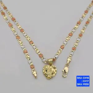 Nugget Heart Pendant Gold Plated, 3 color Chain Slect size 24 & 18 inches 4mm wide Gold Plated, SKU: CH16, CH17 SKU: PE55