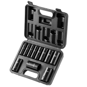 VEVOR 3/8'' Drive Impact Sockets Set,  11pcs SAE Deep (5/16" - 1''),  CR-V Industrial-Grade Alloy Steel, 6-Point Drive Bit Ratchet Tool Kit Case