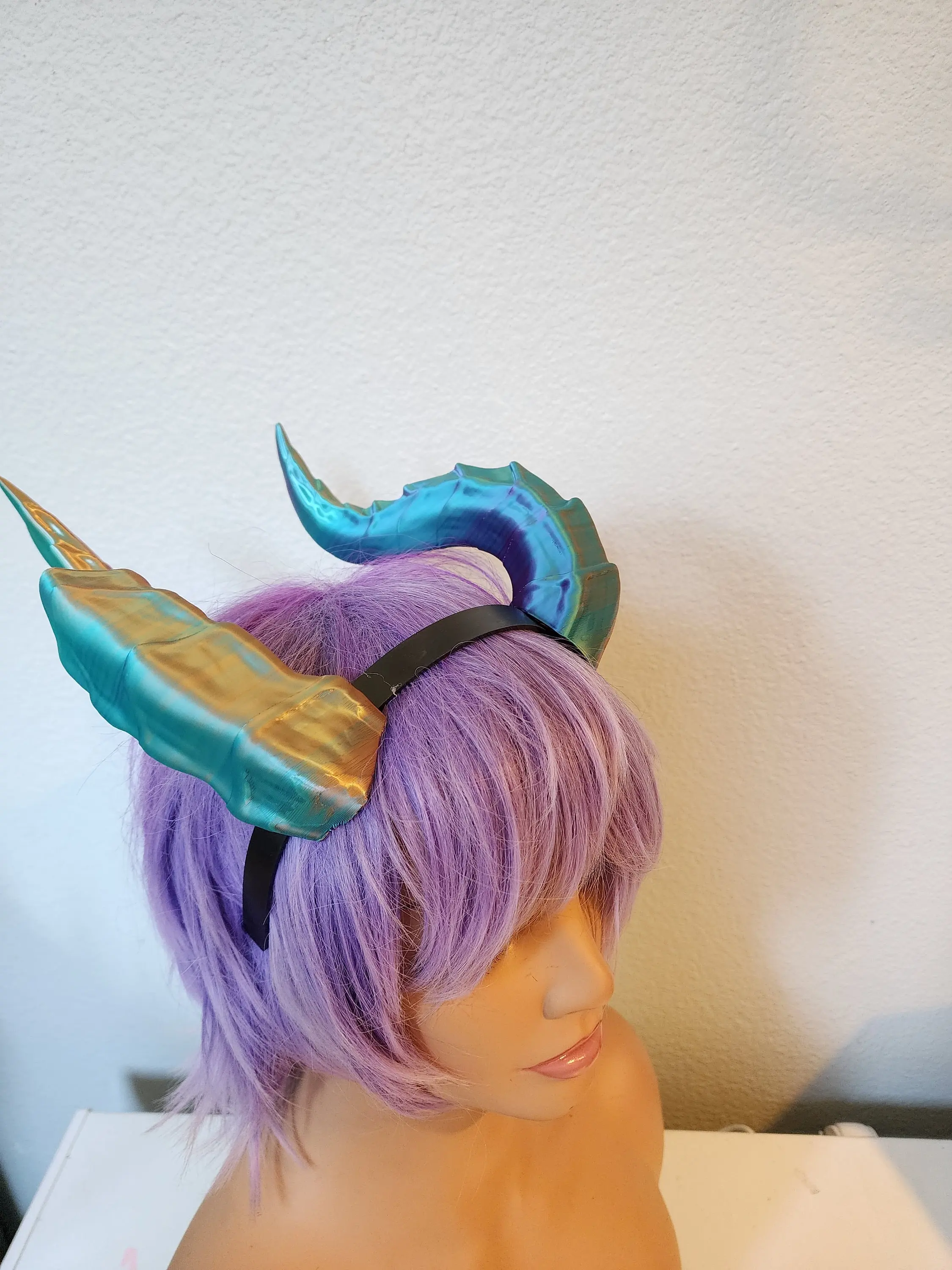 Serpentine Large Dragon horns Snake Dragon 3d printed horns on headband dragon costume headdress large goat horns beast horns dinosaur
