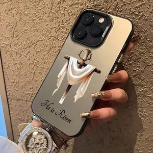 He Is Risen Patterned Phone Case for iPhone 15 16 14 Pro Max 13 12 11 XR XS Plus Shockproof Anti-Scratch Durable PC Back Protection Cover Cellphone Protective Silicone Smartphone Casing