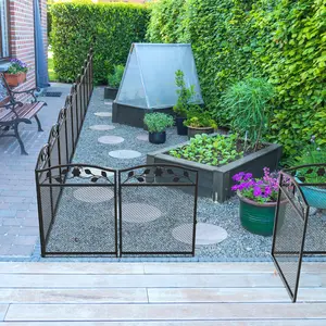 5 Pack Metal Black Garden Fence Heavy Duty Rustproof Animal Pet Barrier Outdoor