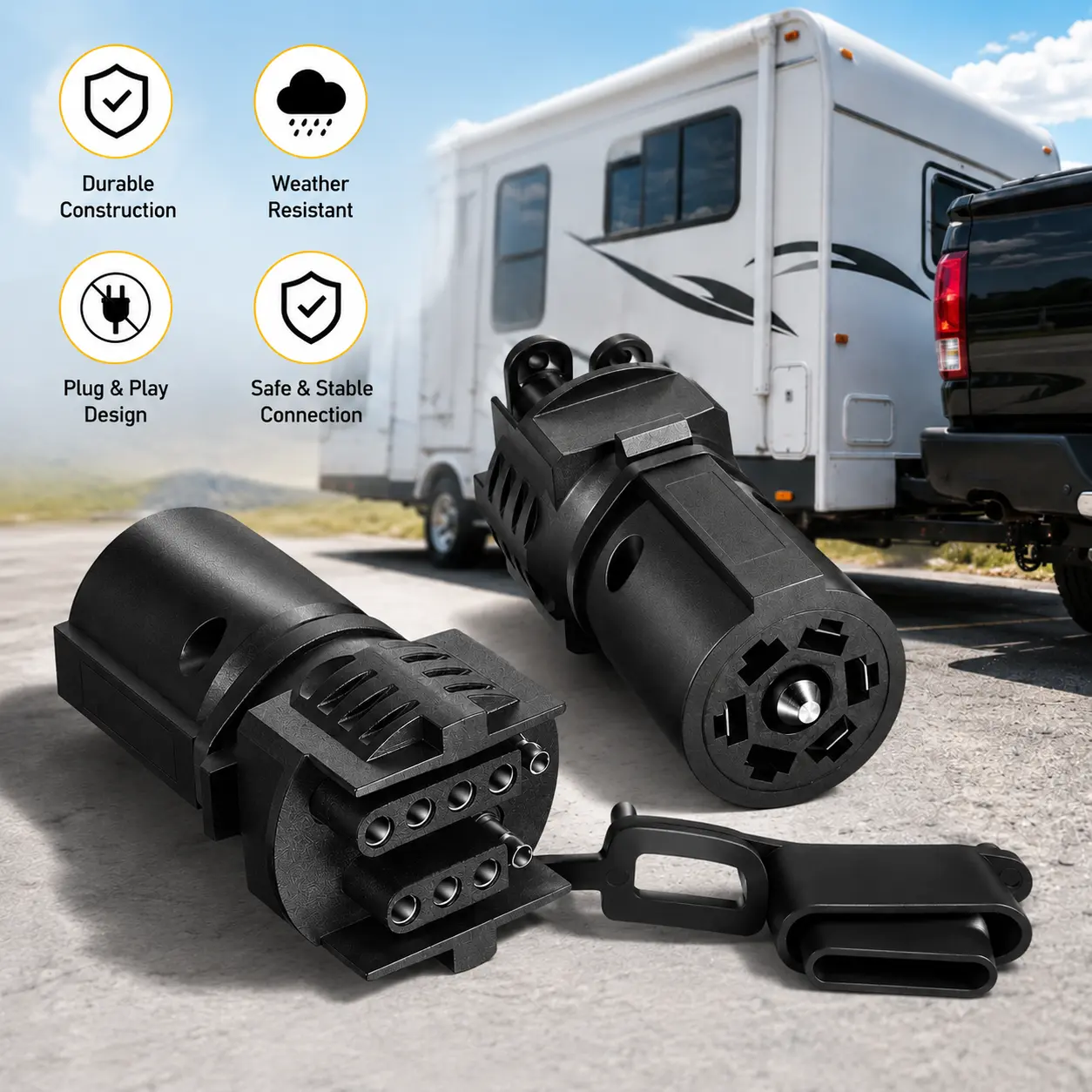 7 Pin to 4 Pin & 5 Pin Trailer Adapter, RV Trailer Wiring Connector, Heavy Duty Plug and Play Towing Electrical Converter for Camper, Boat, Utility Trailer#RVLife #TrailerAdapter #RVAccessories #TravelTrailer #CamperLife #BoatTrailer #TowingAccessories, P