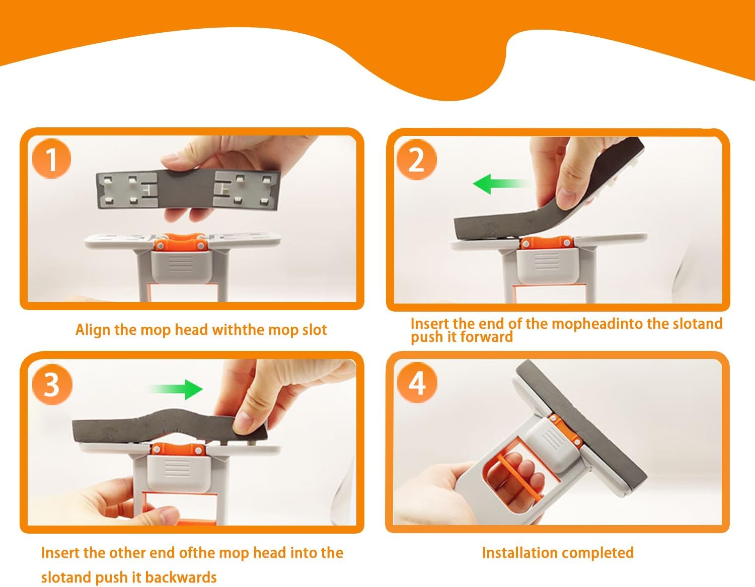 2026 New Mini Mop: Portable Self Squeezing Sponge Mop for Small Spaces, Bathroom Kitchen Desktop Glass Cleaning Gadgets, Wet & Dry Quick Clean Lightweight Compact Orange Can Stand or Hang