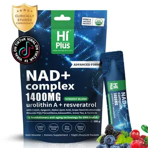 HIPLUS NAD+ Anti-Aging Liposomal Drink 1400mg NMN Alternative Berry Flavor Resveratrol CoQ10 Alpha Lipoic Acid Cellular Energy & Collagen 20 Sachets
