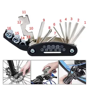 Portable Multi-Function Bicycle Repair Kit, 16-In-1 Tool Set, Includes Screwdriver, Wrench, Gloves, Outdoor Cycling Tools, Bike Tool