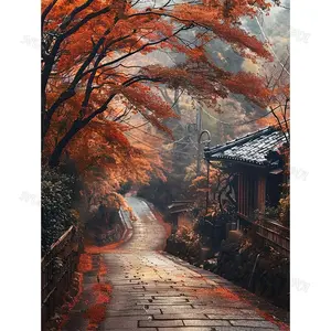 1 piece, Maple Leaf Cottage, 5D Artificial Diamond Painting, 30x40 cm Diamond Painting Kit for Adults, Frameless, Large DIY Diamond Painting Kit, Gem Art Made with Diamonds, Home Wall Decoration, Canvas Wall Art, Wall Hanging Embroidery Mosaic Art