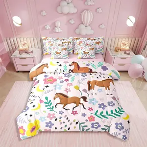 Feelyou 7-Piece Horse Motif Rustic Western Kids Bedding Set for Boys, Multi-Size Soft Touch Breathable Bed-in-a-Bag Bedding Supplies with Comforter, Sheets, Pillowcase