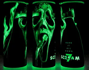 Scream 7 Ghostface Horror Movie Burn it All Down Cup Mug Tumbler Cup 20oz Stainless Steel, Insulated, Durable, Reusable,  Perfect for Scary Movie Fans.