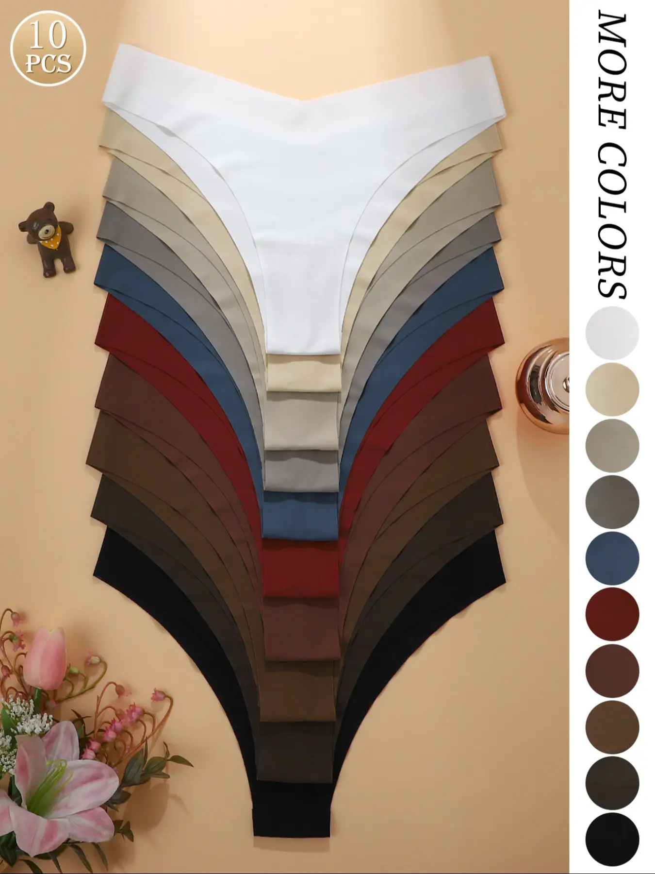 4/6/8/10/12-Piece Sets - Seamless Smooth Fitted Women's Underwear Panties, Silky Seamless Panties, Lingerie Summer Lightweight Basic Collection Everyday Cool Silk Underwear Sport Yoga Fitness Thongs Holiday Gifts
