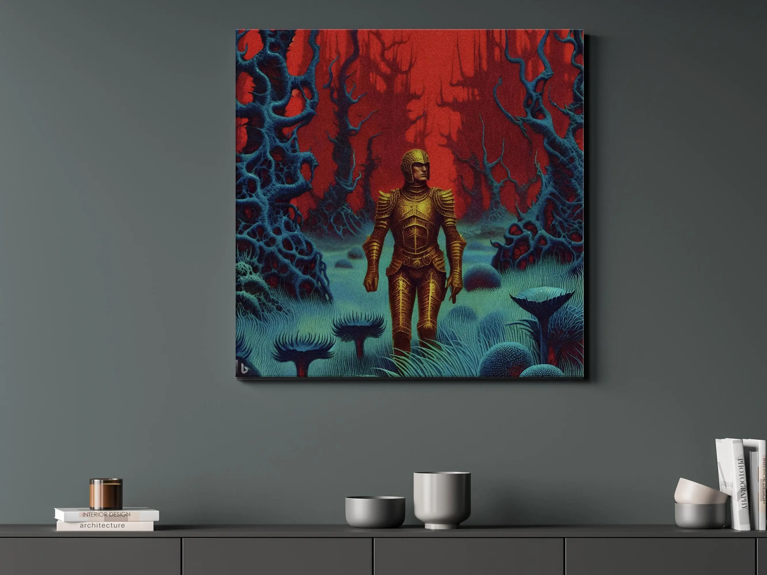 Minecraft Art| "Warped Forest" | Framed Canvas | Dark Fantasy | Minecraft Poster | Minecraft Canvas | Minecraft Wall Art | Minecraft Decor