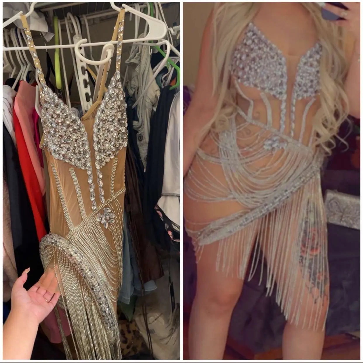 Small Silver rhinestones dress