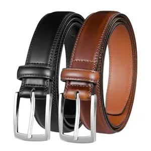Men's Leather Dress Belt 2Pack, Handmade, Genuine Leather, Fashion & Classic Designs for Work Business and Casual