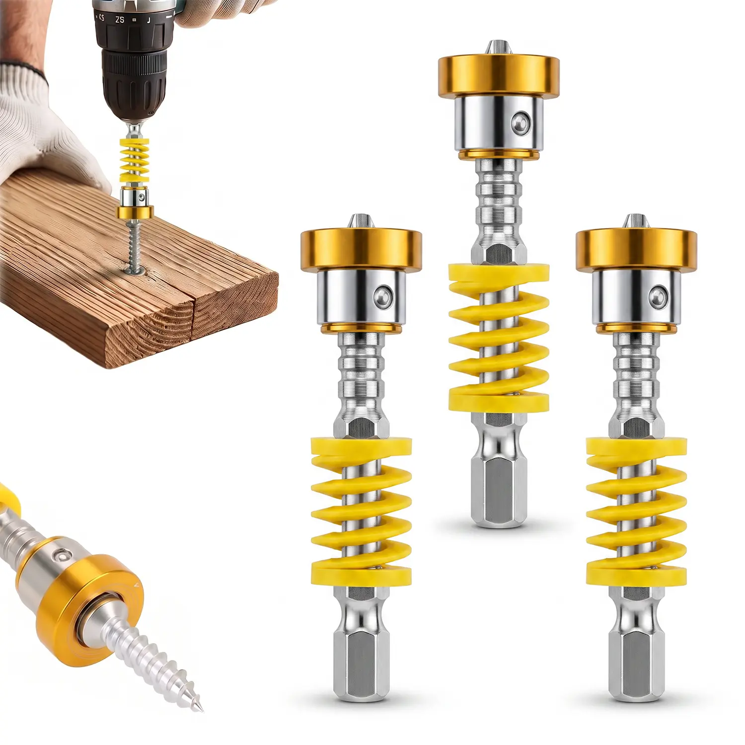 3 Pack Magnetic Screwdriver Bits Set with Spring Loaded Quick Change Design, Hex Shank Drill Bit Holder Attachments for Impact Driver, Electric Drill, Power Tools