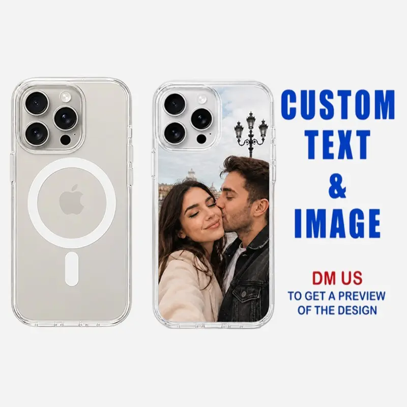 Designed for the iPhone series, this transparent, magnetic, and drop-resistant case features a personalized custom image or photo design, effectively protecting your phone against drops. -WBCX