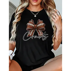 Women's Comets School Spirit Mascot Crew Neck Short Sleeve T-Shirt 100% Cotton Black Graphic Print