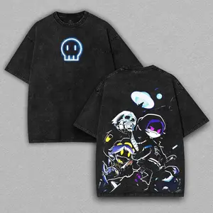 Murder Drones Game Vintage Washed Tshirt 2 Sided Cotton unisex graphic tees game anime manga movie Menswear Casual gamer streetwear fit Soft Top