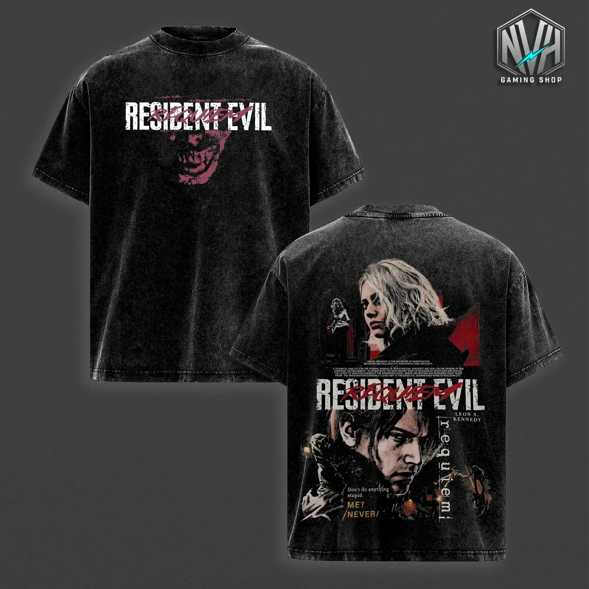 Resident Evil Graphic Shirt Leon S Kennedy Ashley Graham Vintage Washed Oversized T-Shirt Survival Horror Hoodie Cinematic Poster Edgy Streetwear Y2K Merch Tee Gift For Game Fan Clothes