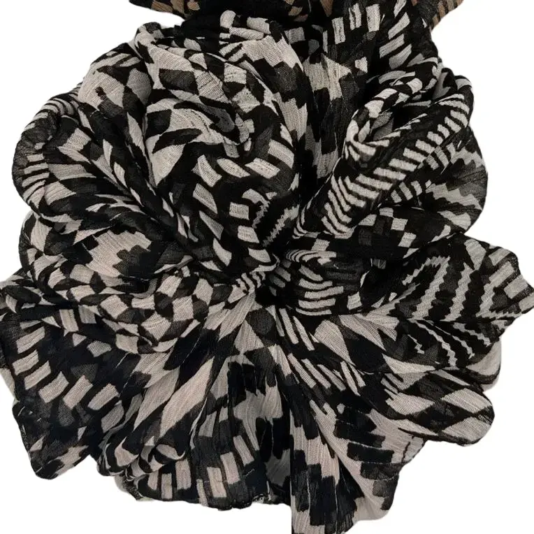 Chiffon scrunchies Hair tie Black and White scrunchies| Wedding XXL scrunchy Jumbo size Hair band Big hair Ribbed Chiffon Oversized scrunchy