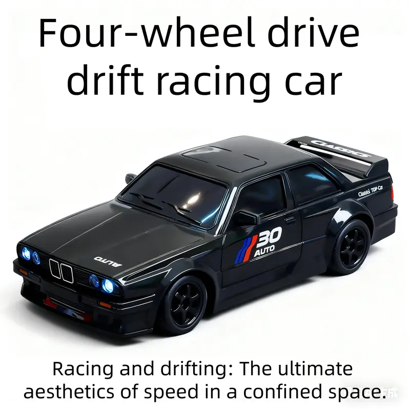 1:24 Remote Control Drift Car with 2.4GHz 4wd, Amazing Lights and Tires, Includes Road Obstacle Tools, Perfect Birthday Gift