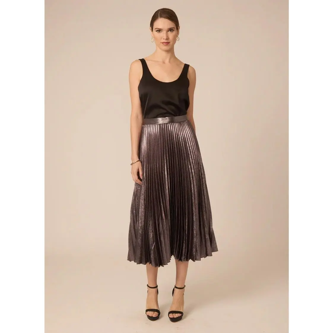 Gilner Farrar Braylen Skirt in Silver Metallic Pleating