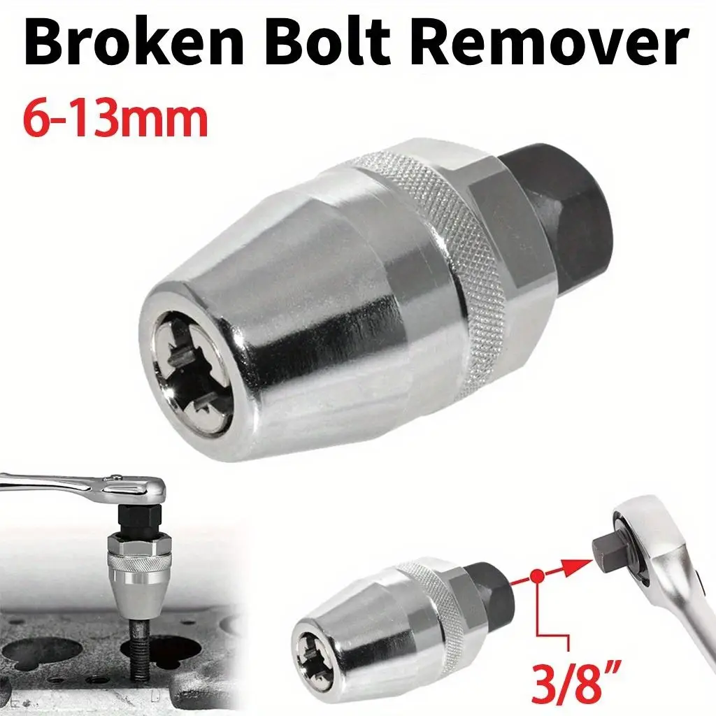6-13mm Broken Bolt Extractor Set - Metal Damaged Stud Remover Tool for Impact Wrench and Ratchet, Non-Electric Manual Operation
