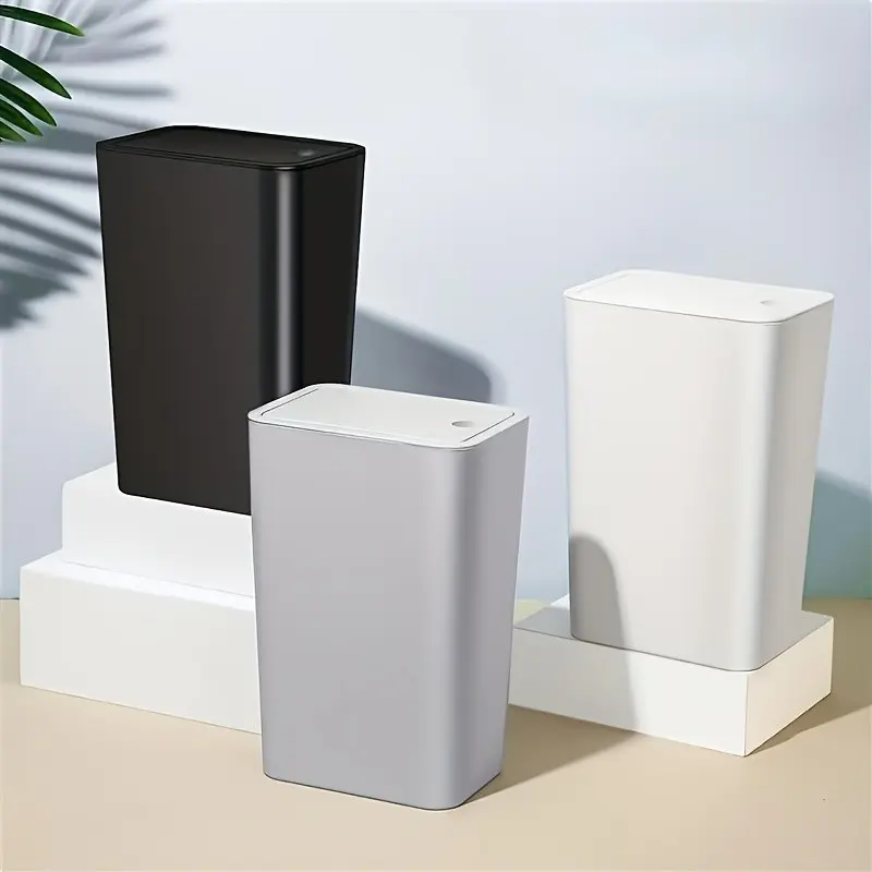 Trash Can with Lid, 1 Count 2.6 Gallon / 10 Liter Small Garbage Can with Lid, Wastebasket with Pop-up Lid for Toilet, Office, Bedroom, Living Room, Trash Storage Can, Home Trash Can, Bathroom Trash Cans