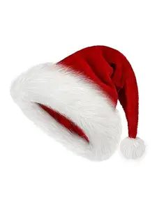 Santa Claus Hat, Adult Holiday Neutral Comfortable Thickened Faux Fur Santa Hat for New Year's Holiday Party, Fashion Accessories for Men & Women