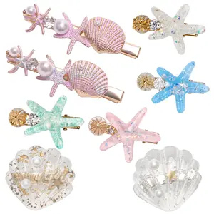 8 count Shell Starfish Hair Clip Set,  Beach Seashell Hair Clip  Seashell Hair Accessories Headwear Hairstyle Tool for Women