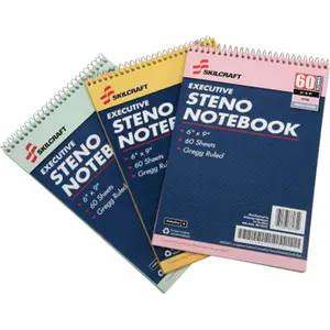 AbilityOne Gregg Ruled Steno Notebook, 6x9 in, 60 Sheets, Archival & Chlorine-Free, Ruled Lines, Gold/Green/Pink Stationery Office Supplies for Computers & Office Equipment