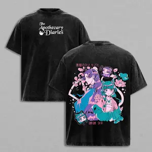 Maomao The Apothecary Diaries Tee Washed – Vintage Heavy Cotton Oversized Anime Manga T-Shirt, Double Printed Japanese Retro Streetwear Graphic Top, Imperial Palace Mystery Edition, Unisex Womenswear Menswear Unisex couple T-shirts