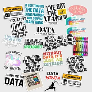 Sticker Pack 20 Data Analyst Vinyl Sticker, Charts Numbers Tech Career Decal for Laptop Notebook
