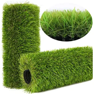 4FTX10FT Artificial Grass Rug, Indoor Outdoor Fake Grass Carpet, Green Synthetic Pet Turf Realistic Faux Grass with Drain Holes for Garden Lawn Landscape Balcony Patio Home Decor