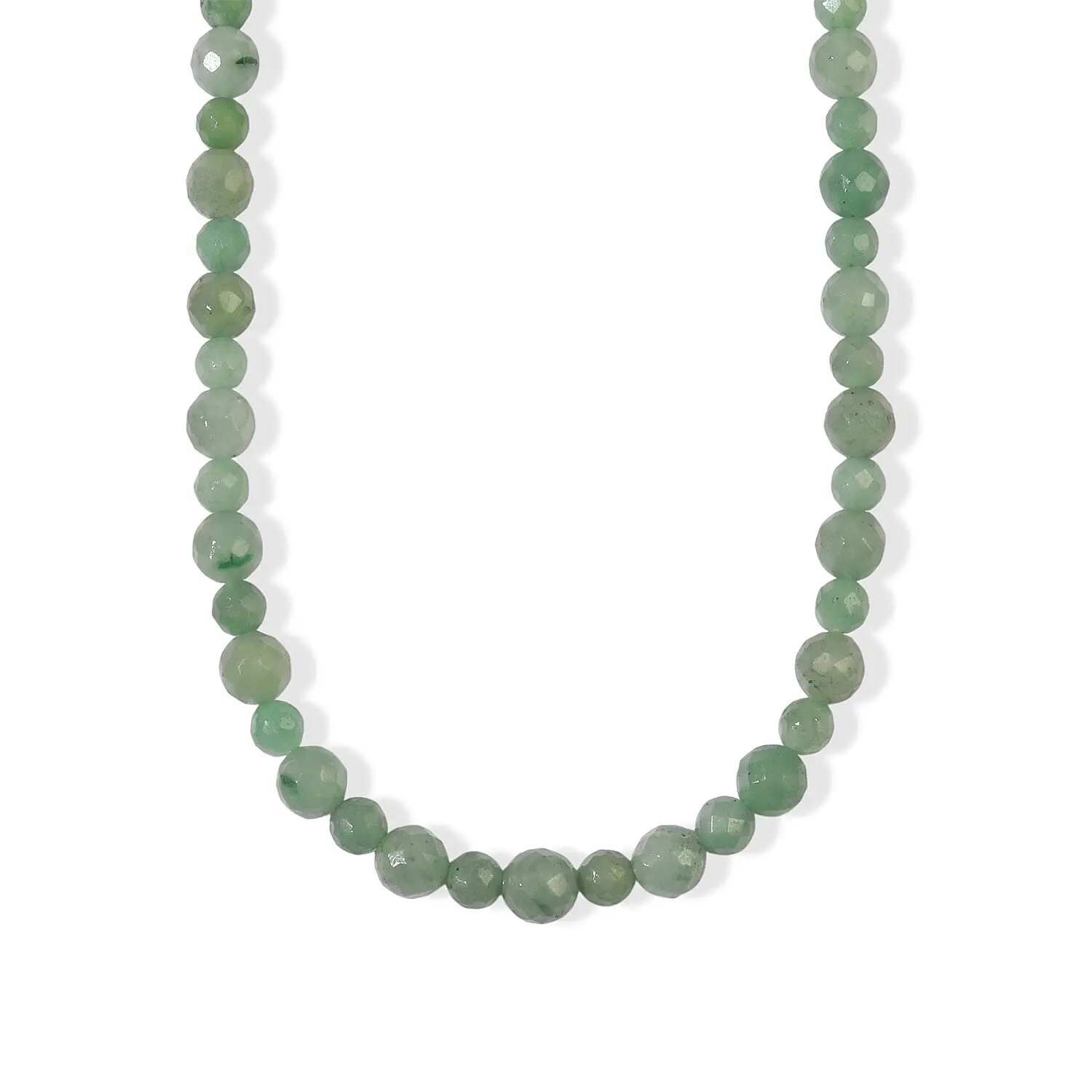 EverTrue Green Aventurine 165.00 ctw Beaded Necklace in Stainless Steel 20 Inches