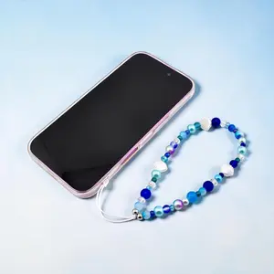 Ocean Blue Seashell Phone Charm Wrist Strap