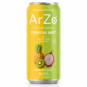 8 Pack Tropical Mist Vitamin Infused Sparkling Water by ArZo Water – Organic, Vegan, Zero Sugar & Calories, Immunity & Stress Support, Refreshing Flavors, 12 FL OZ