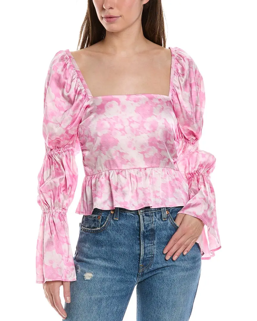GANNI Satin Silk-Blend Blouse