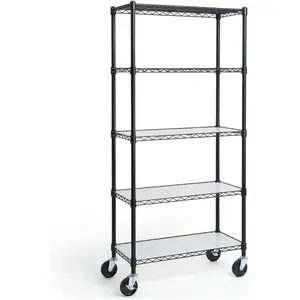 CAPHAUS NSF Commercial Grade Heavy Duty Wire Shelving w/ Wheels, Leveling Feet & Liners, Storage Metal Shelf, Garage Shelving Storage, Utility Wire Rack Storage Shelves, w/ Liner, 30 x 14 x 64 5-Tier