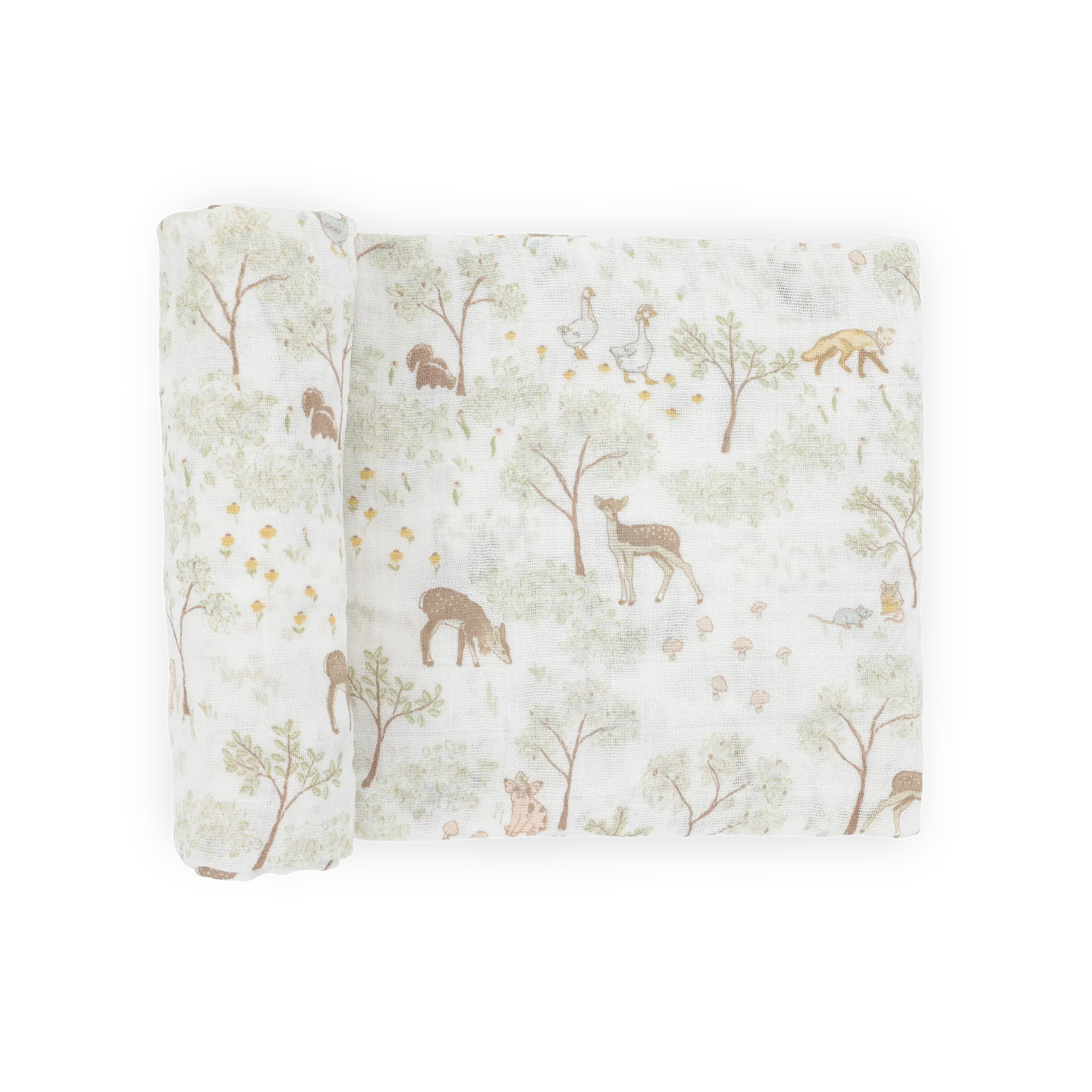 Cotton Muslin Swaddle Blanket - Woodland Friends
