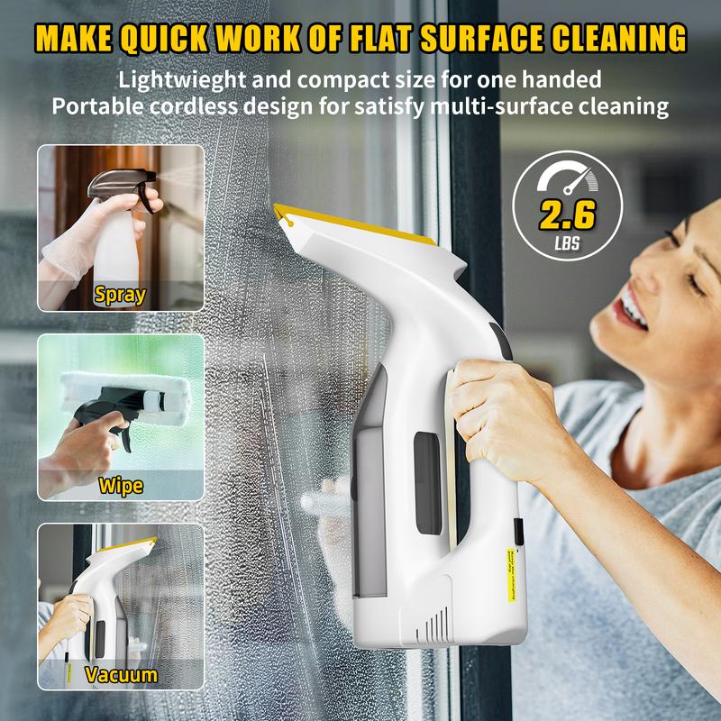 Cordless Window Vacuum Cleaner, Window Cleaner Squeegee Tool Set, Electric Windown Spray Cleaning Tool with 11 inch Squeegee Blade, 2000mAh Battery – Perfect for Showers, Mirrors, Glass, Countertops & Tiles