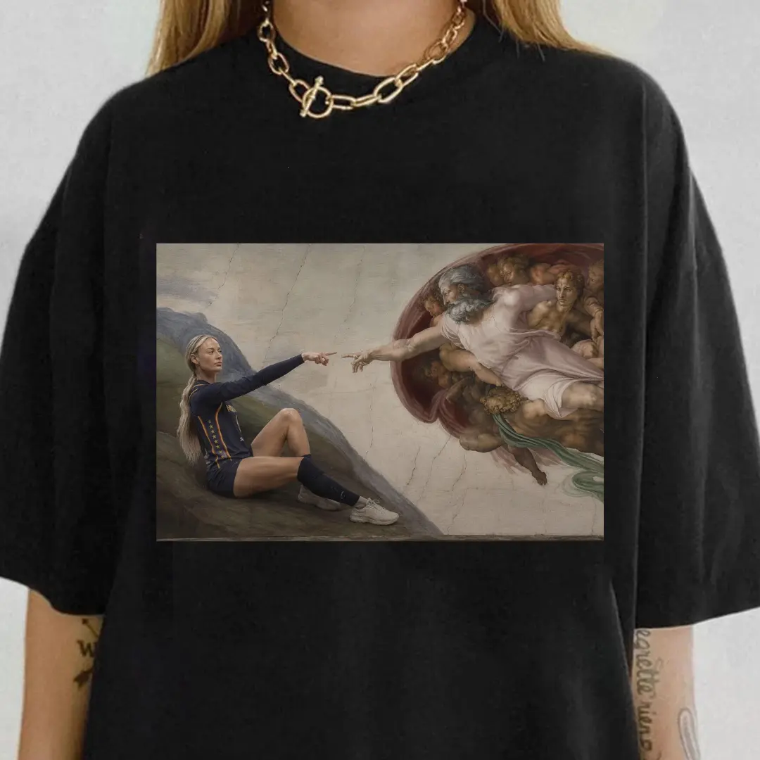 Sophie The Creation of Adam Graphic Straight Outta Basketball Tee Shirt, Pointing Win A Game Meme Gift for Basketball Fan Womenswear Menswear Unisex T-Shirt