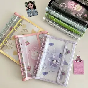 PVC A6 Binder Photocard Holder Journal Notebook Card Binders Photocards Scrapbook INS Cartoon Photo Booth Frames Girls Gifts Decor Style 1 Cover