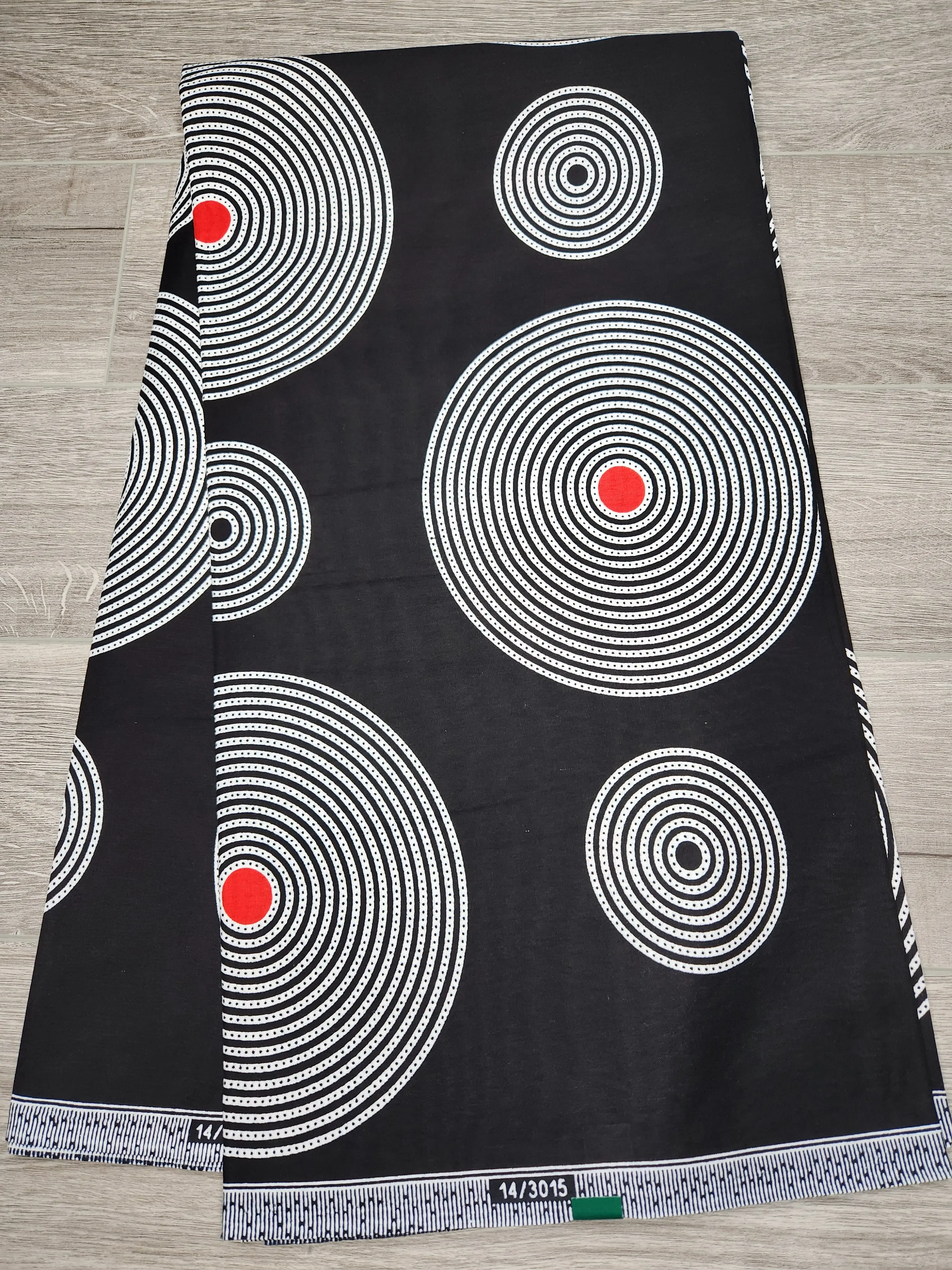 Black African Print Cotton Fabric - 3 yd, Dry Clean Only Sewing & Soft Furnishing Textile for Home Decor Items