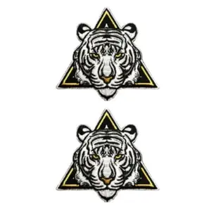 White Tiger Embroidered Iron on Sew on Patch (3.5 inch WHT1) 2 Piece for Jackets, Vests, Hats, Backpacks, and Tactical Gears.
