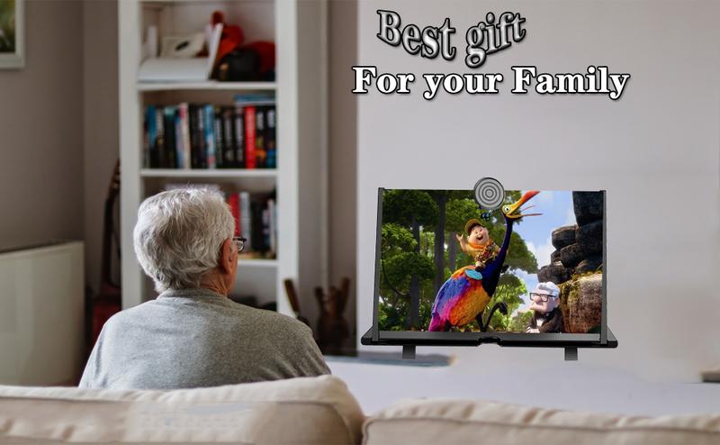 12英寸手机屏幕放大器，3D高清手机放大投影屏幕，适用于电影、视频，可折叠手机支架带屏幕放大器，支持所有智能手机（黑色，12英寸）