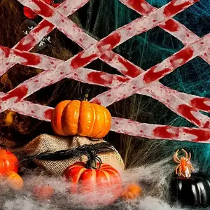 1 Roll of Halloween Blood Stained Gauze - Realistic Blood Drop Tape, Versatile Scene Setting, Perfect for Horror Houses and Themed Events