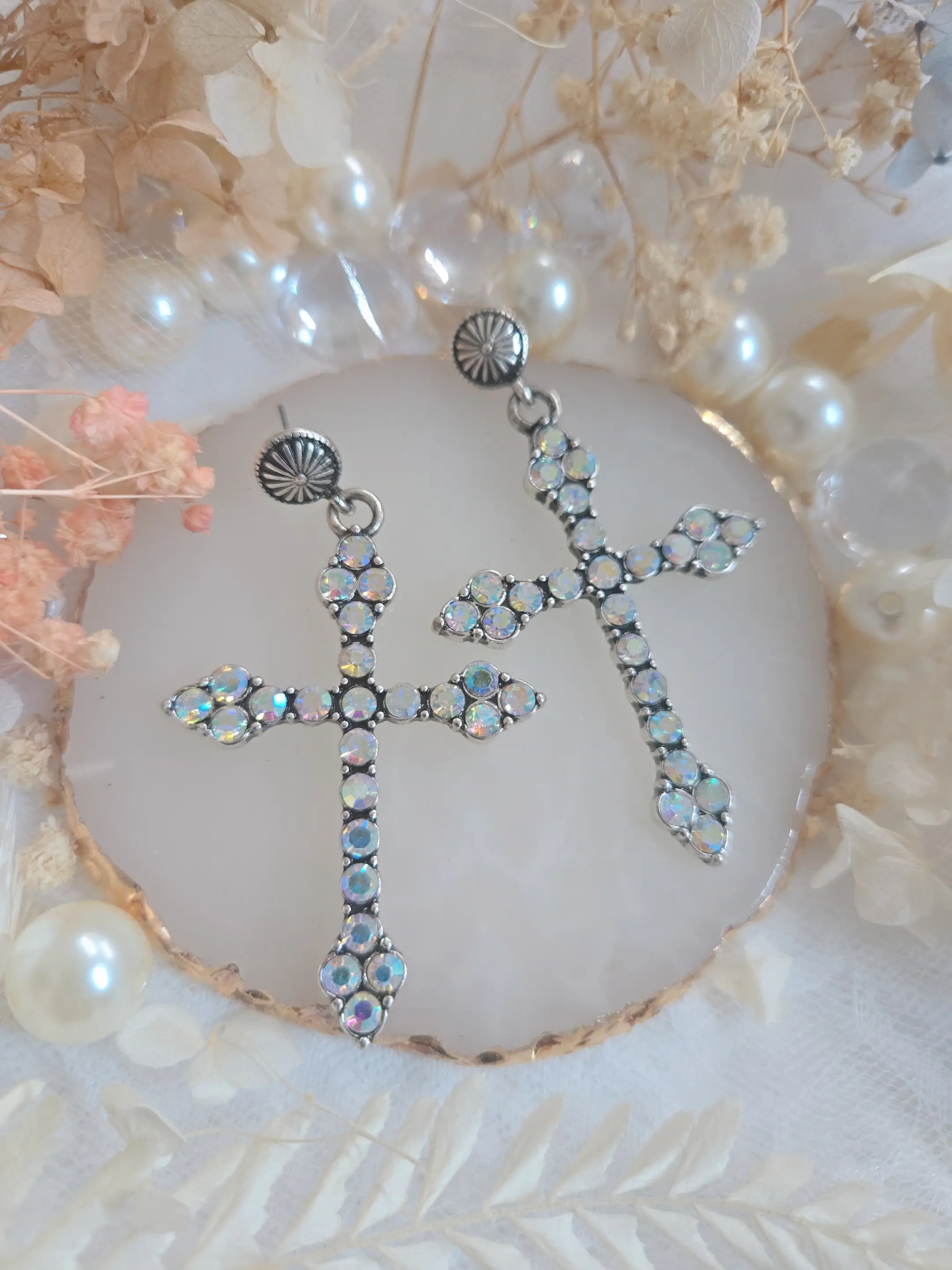 PINKme 2" Cross Stone Heavy Drop Earring - Modern Style and Versatile for Any Occasion
