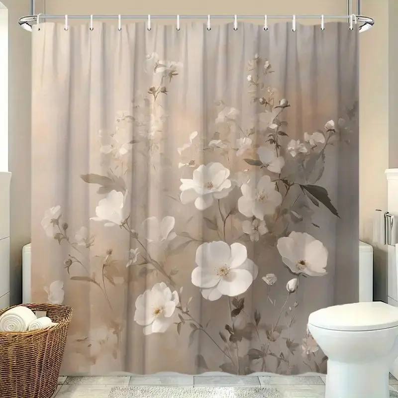 Floral Shower Curtain, Waterproof Bathroom Curtain, Elegant & Flower Design, Waterproof, Durable, Easy to Clean, Multiple Sizes Available