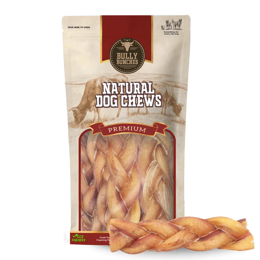 6 Inch Jumbo Braided Bully Stick Single Ingredient, Natural Chews for Dogs